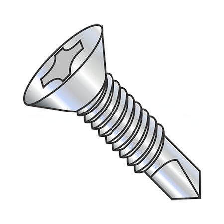 Usa Industrials Self-Drilling Screw, 1/4"-20 x 3 in, Zinc Plated Steel Flat Head Phillips Drive BULK-SCRW-12681